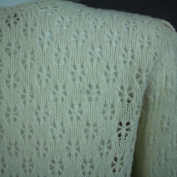 Anthropologie Knitted & Knotted Sweater Cardigan Puff Crystal Medium Crochet - Picture 5 of 7